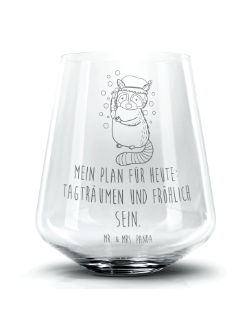 Mr. & Mrs. Panda Trinkglas Waschbär mit Spruch in Transparent