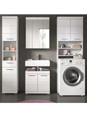Inn.Furn Badmöbel-Set weiß Hochglanz 4-teilig 190 cm, Komplettset mit viel Stauraum