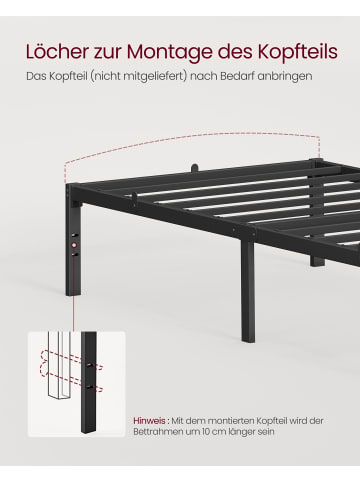 VASAGLE Bettgestell Conner in Schwarz - (B)90 x (H)35.6 x (T)200 cm
