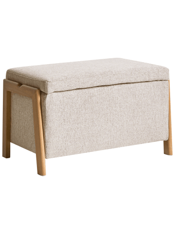 Beliani Bettbank EDLAND in Beige/Braun - (W) 75 x (H) 44 x (L) 43 cm