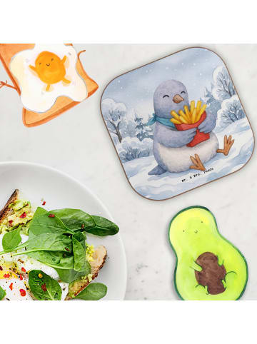 Mr. & Mrs. Panda Tisch-Untersetzer Taube Winter Pommes Design oh... in Weiß