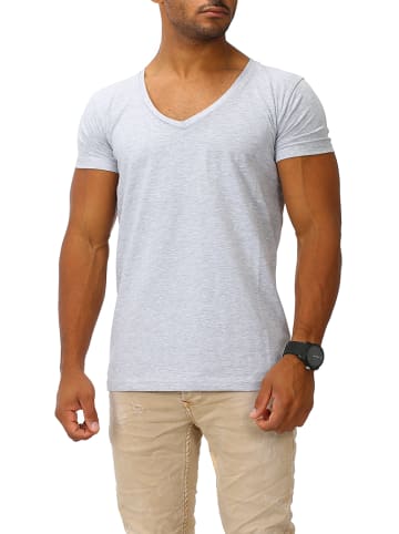 Joe Franks Joe Franks Joe Franks Herren Basic T-Shirts V-Neck DEEP in grey melange