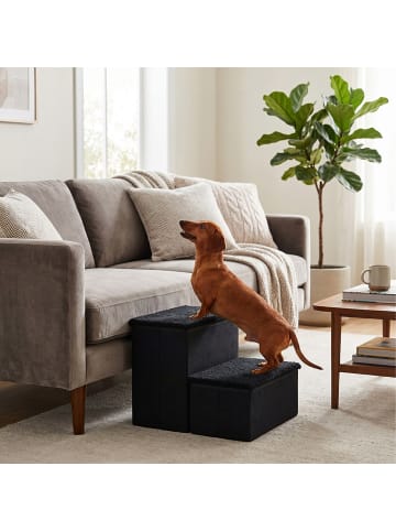 relaxdays Hundetreppe in Schwarz - (B)40 x (H)32 x (T)35 cm