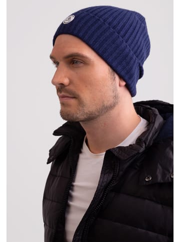 CASH-MERE.CH Bio Fine Rib Mütze in Marine Blau
