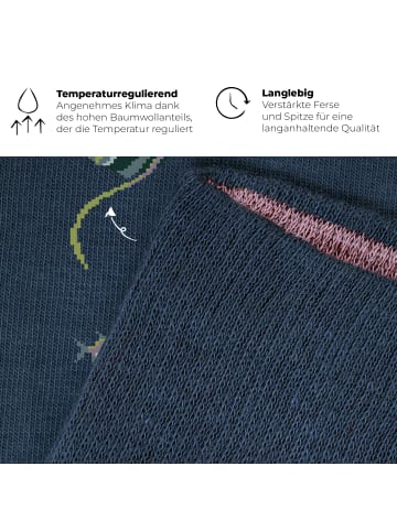 von Jungfeld Gemusterte Socken Signature Icons in Fish - Aegean Blue