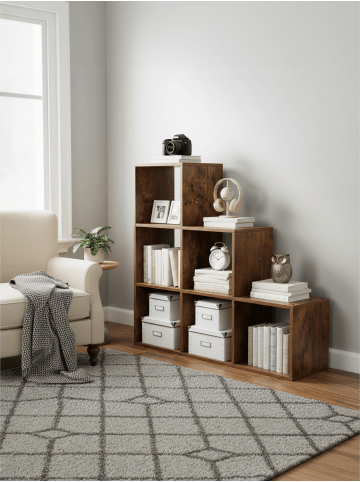 VASAGLE Bücherregal Custos in Braun - (B)97.5 x (H)97.5 x (T)29 cm