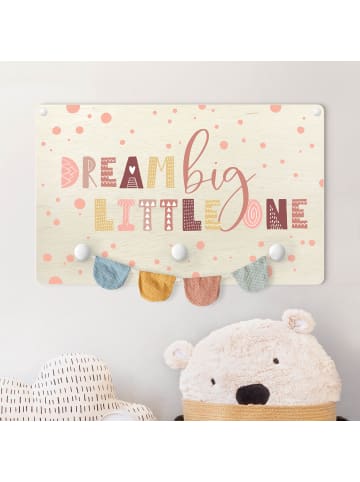 WALLART Kindergarderobe Holz - Dream big little one Rosa in Rosa