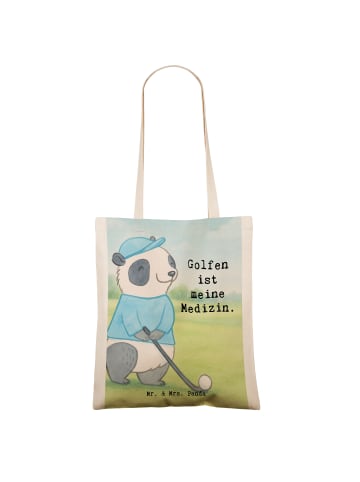 Mr. & Mrs. Panda Tragetasche Panda Golfen Design mit Spruch in Weiß
