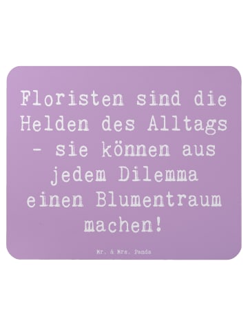 Mr. & Mrs. Panda Mousepad Spruch Floristin Heldin mit Spruch in Lavendeltraum