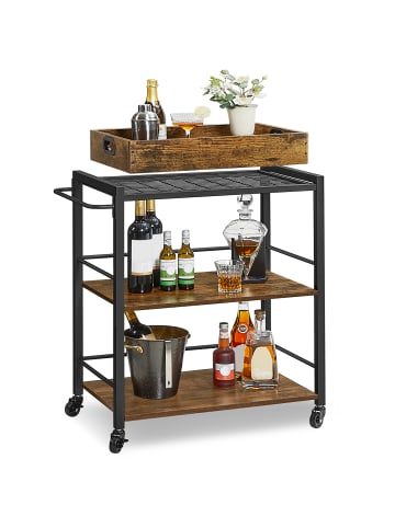 VASAGLE Servierwagen Barnet in Braun-Schwarz - (B)40 x (H)86 x (T)72 cm