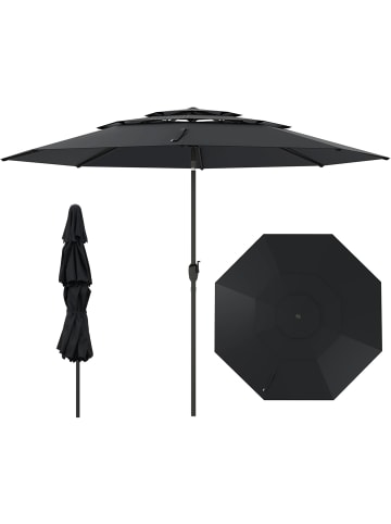 COSTWAY 300cm Sonnenschirm windfest stabil in Schwarz