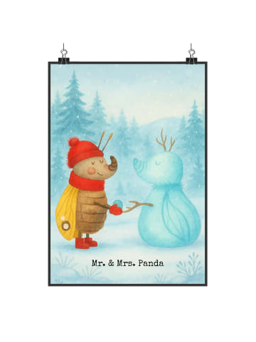 Mr. & Mrs. Panda Poster Nachtfalter Schneemann Design ohne Spruch in Weiß