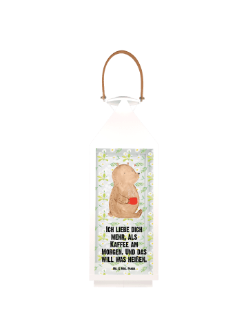 Mr. & Mrs. Panda Laterne Bär Morgenkaffee mit Spruch in Transparent