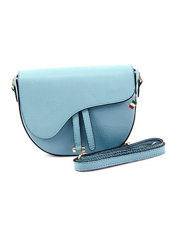 Florence Leder Schultertasche, Umhängetasche Florence Tasche hellblau ca. 22cm