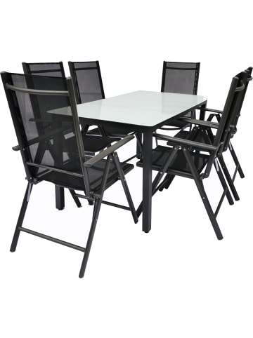 VCM  7 tlg. Gartenset Sitzgruppe Tisch Stühle 140 MA in Anthrazit