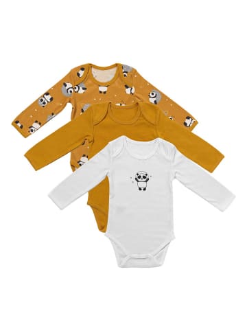 Schlummersack Bio Baby-Bodys langarm 3er-Pack in Gold