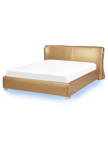 Beliani 9-tlg Doppelbett mit LED PARIS in Gold/Silber