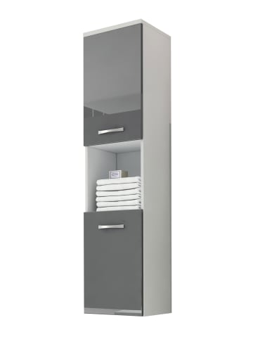 Feldmann-Wohnen Bad-Hängeschrank Montereal weiß / grau Hochglanz 30 / 30 / 132cm