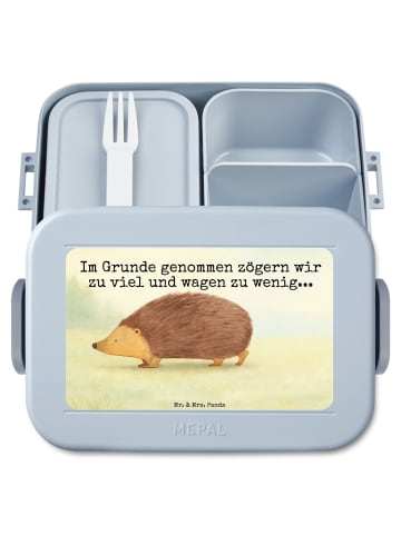 Mr. & Mrs. Panda Bentobox Igel Herzen Design mit Spruch in Blau Pastell