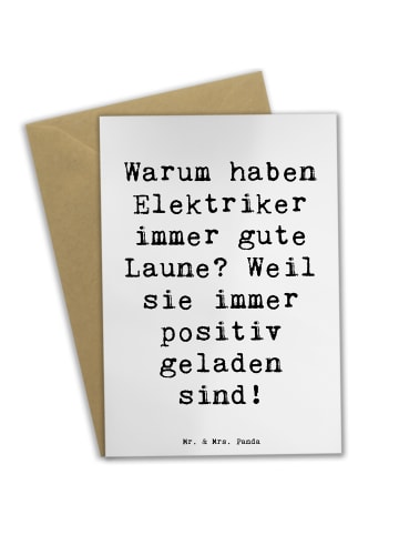 Mr. & Mrs. Panda Beileidskarte Spruch Positiver Elektriker mit S... in Weiß