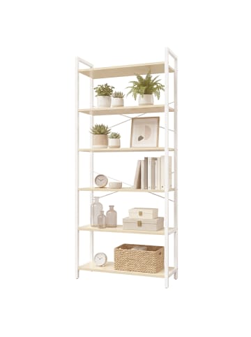 VASAGLE Bücherregal Barnet in Beige-Weiß - (B)64 x (H)185.5 x (T)30 cm