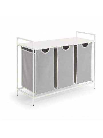 relaxdays Wäschesammler in Weiß/ Grau - (B)92,5 x (H)72 x (T)33 cm