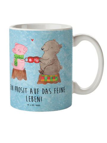 Mr. & Mrs. Panda Plastikbecher Glühschwein Sause mit Spruch in Eisblau