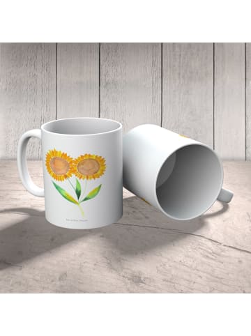 Mr. & Mrs. Panda Plastikbecher Blume Sonnenblume ohne Spruch in Weiß