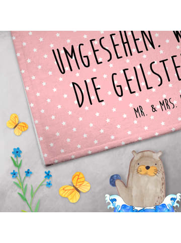 Mr. & Mrs. Panda Gästehandtücher Einhorn Mann mit Spruch in Rot Pastell