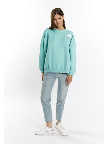 myMo Damen Sweatshirt Mit Applikation in Aqua