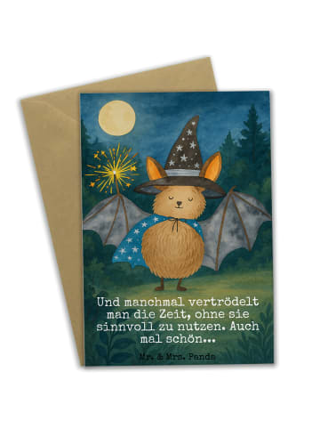 Mr. & Mrs. Panda Klappkarte Fledermaus Zauberer Design mit Spruch in Weiß