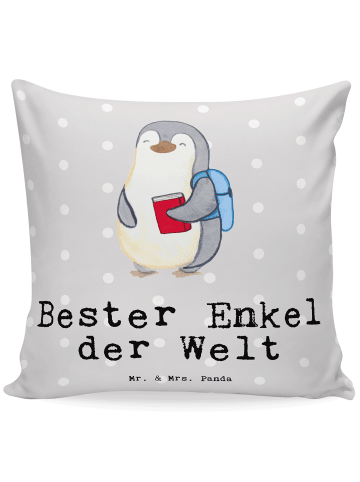 Mr. & Mrs. Panda Sitzkissen Pinguin Bester Enkel der Welt mit Sp... in Grau Pastell