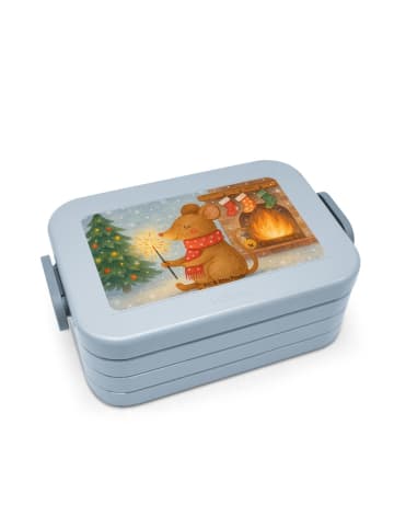 Mr. & Mrs. Panda Brotbüchse Maus Weihnachten Design ohne Spruch in Blau Pastell