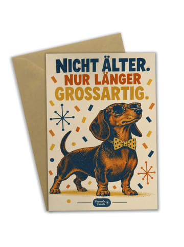 Mr. & Mrs. Panda Geburtstagskarte Dackel vintage Design mit Spruch in Weiß