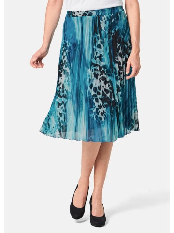 GOLDNER Plisseerock mit trageangenehmen Schlupfbund in türkis-gemustert