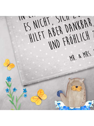 Mr. & Mrs. Panda Gästehandtuch Bär Schulterblick mit Spruch in Grau Pastell
