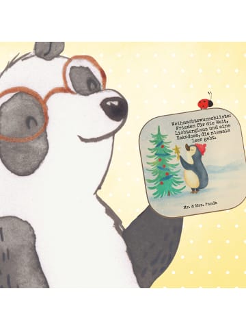Mr. & Mrs. Panda Holzuntersetzer Pinguin Weihnachtsbaum Design m... in Weiß