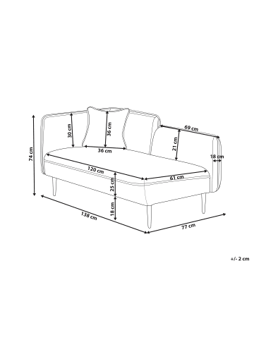 Beliani Chaiselongue CHEVANNES Beige/Schwarz - (W) 138 x (H) 74 x (L) 77 cm linksseitig