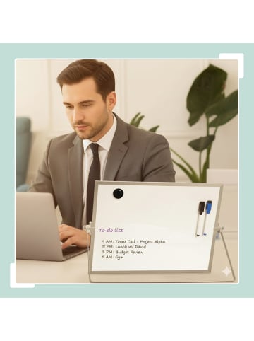 relaxdays Whiteboard in Weiß/ Silber - 20x30 cm