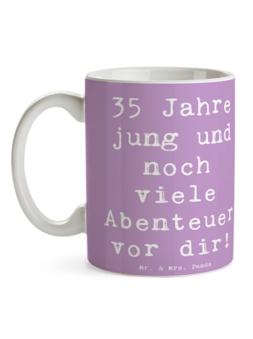 Mr. & Mrs. Panda Kaffeetasse Spruch 35. Geburtstag Abenteuer mit... in Lavendeltraum