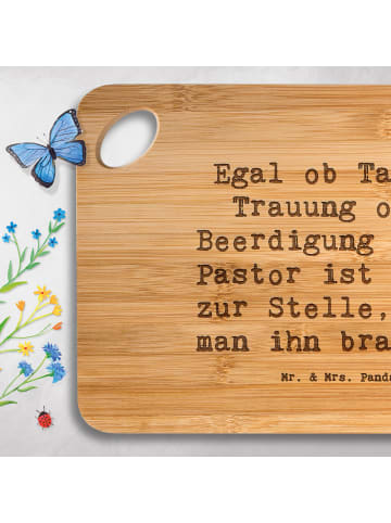 Mr. & Mrs. Panda Servierbrett Spruch Pastor Begleiter mit Spruch in Braun