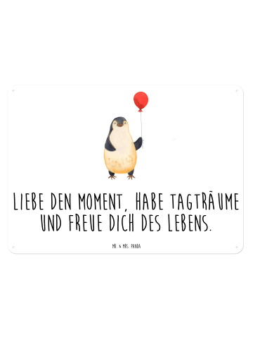 Mr. & Mrs. Panda Blechschild Pinguin Luftballon mit Spruch in Weiß