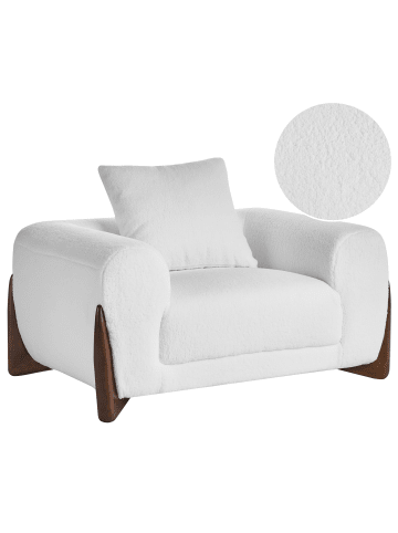 Beliani Sessel VINLIDEN in Weiß/Braun - (W) 118 x (H) 62 x (L) 87 cm