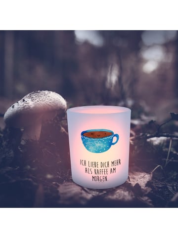 Mr. & Mrs. Panda Teelichthalter Glas Kaffee Tasse mit Spruch in Transparent