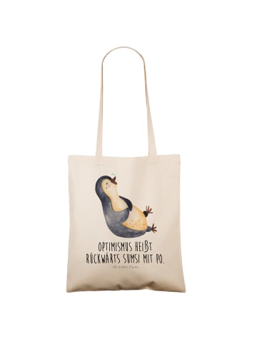 Mr. & Mrs. Panda Tote Bag Pinguin Lachen mit Spruch in Creme