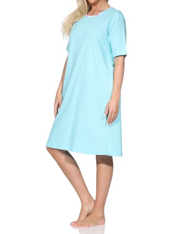 NORMANN Nachthemd kurzarm in türkis