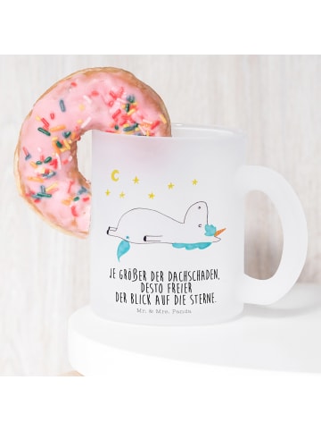 Mr. & Mrs. Panda Kaffeetasse Einhorn Sternenhimmel mit Spruch in Transparent