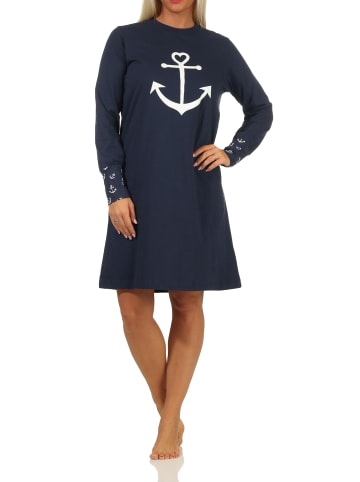 NORMANN Nachthemd Bündchen Anker - 69832 in rot