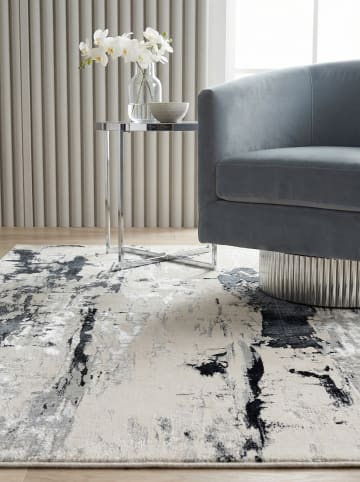 KADIMA DESIGN Teppich Velours-Kurzflor, Metallic Gletscher-Design Silbergrau, Hochglanz