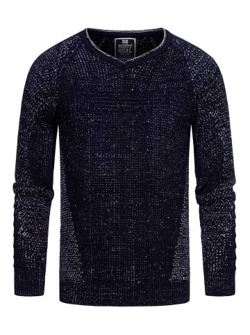 Rusty Neal Grobstrick Slim Fit V-Neck-Pullover in Marine